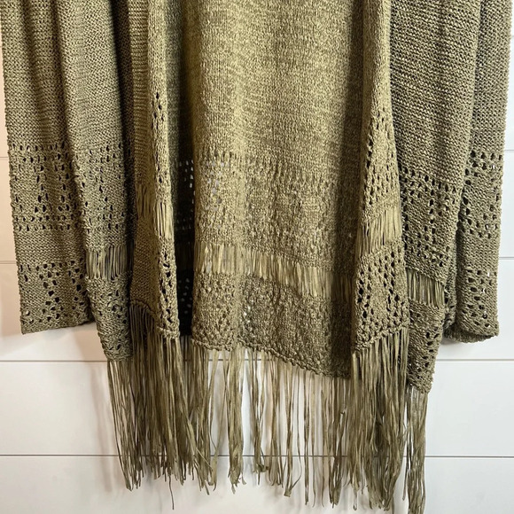 Michael Kors‎ Green Long Sleeved Open Cardigan Fringe Sweater. Size Medium. NWT. - Picture 5 of 9